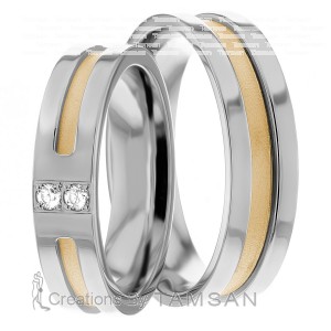6mm Wide, Diamond Wedding Ring Set 0.06 Ctw