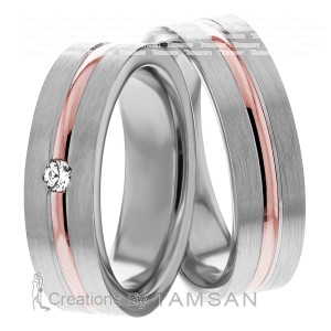 6mm Wide, Diamond Wedding Ring Set 0.05 Ctw