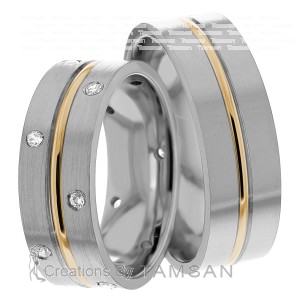 7mm Wide, Diamond Wedding Ring Set 0.36 Ctw