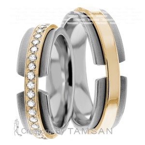 6mm Wide, Diamond Wedding Ring Set 0.42 Ctw