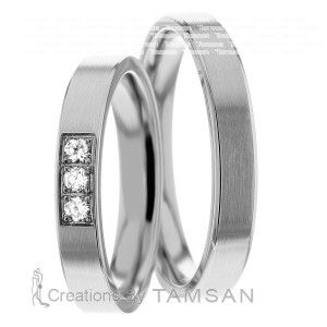 4mm Wide, Diamond Wedding Ring Set 0.09 Ctw