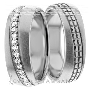 7mm Wide, Diamond Wedding Ring Set 0.70 Ctw