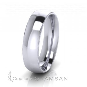 Dome Milgrain Wedding Bands