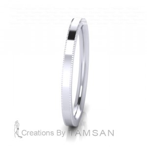 Flat Milgrain Wedding Rings