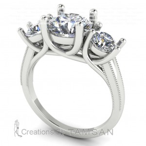 Three Stone Round Cut Engagement Ring 2.25Ctw