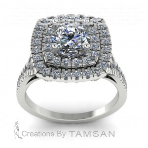 Double Halo Engagement Ring 2.30Ctw