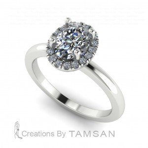 Oval Halo Engagement Ring 0.65Ctw