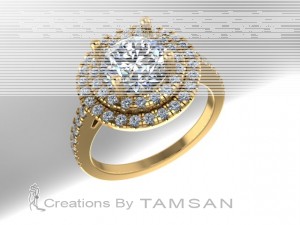 Double Halo Round Cut Engagement Ring 2.45Ctw