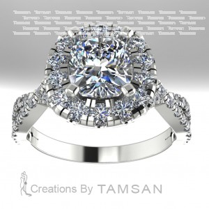 Cushion Halo Engagement Ring 2.25Ctw