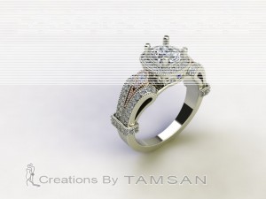 Two Tone Cushion Halo Engagement Ring 1.30Ctw