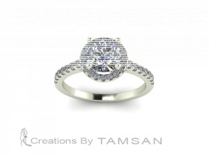 Round Halo Engagement Ring 1.30Ctw