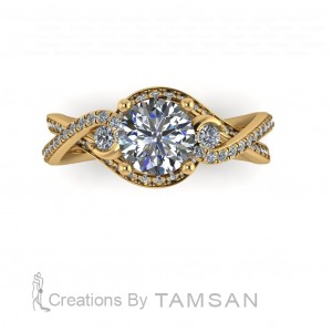 Tiger Swirl Halo Round Cut Engagement Ring 1.25Ctw