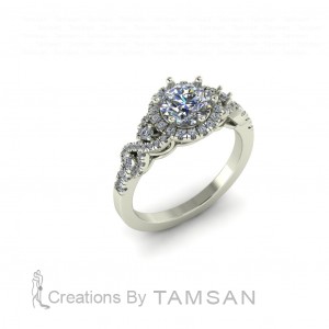 Halo Round Cut Engagement Ring 2.15Ctw