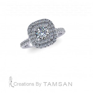 Double Halo Engagement Ring 1.35Ctw
