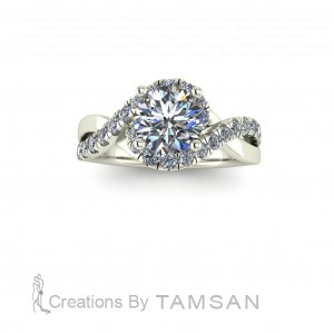 Tiger Swirl Halo Round Cut Engagement Ring 2.70Ctw