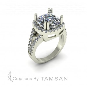 Split Shank Cushion Halo Engagement Ring 5.95Ctw