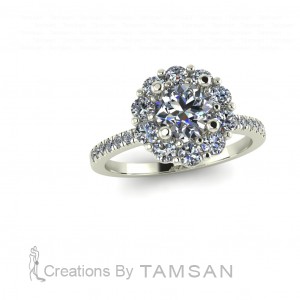 Flower Halo Engagement Ring 1.90Ctw