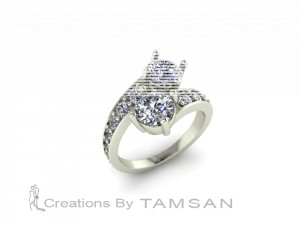 Two Stone Round Cut Graduating Channel Bypass Engagement Ring 4Ctw