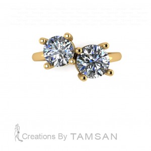Two Stone Round Cut Engagement Ring 2.25Ctw