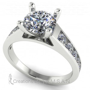 Round Channel Side Stone Engagement Ring 1.45Ctw