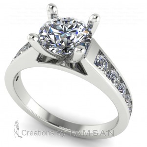 Side Stone Engagement Ring 1.45Ctw