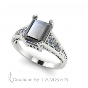 Side Stone Engagement Ring 1.85Ctw