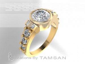 Bezel Side Stone Engagement Ring 2.60Ctw