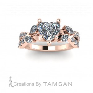 Heart Side Stone Engagement Ring 1.50Ctw