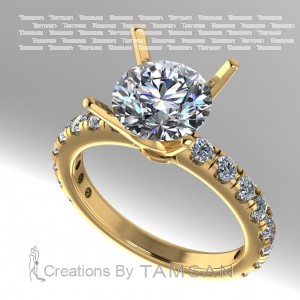 Side Stone Engagement Ring 2.65Ctw