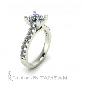 Side Stone Engagement Ring 2.40Ctw