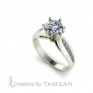 Channel Taper Side Stone Engagement Ring 1.45Ctw