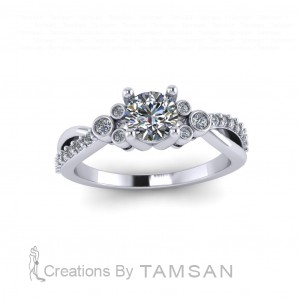 Side Stone Engagement Ring 0.80Ctw