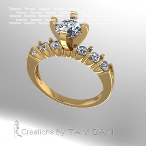 Side Stone Engagement Ring 0.95Ctw