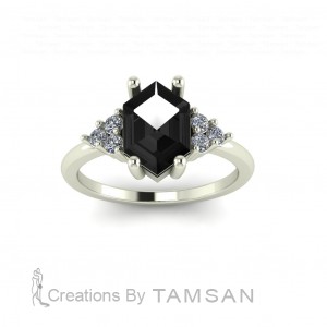 Hexagon Side Stone Engagement Ring 2.20Ctw