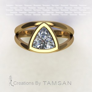 Trillion Solitaire Engagement Ring 0.6Ctw