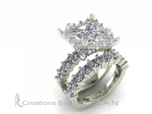 Princess Halo Diamond Bridal Set 4.60Ctw