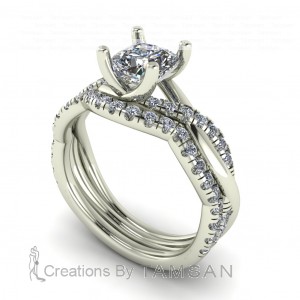 Cushion Diamond Bridal Set 1.45Ctw