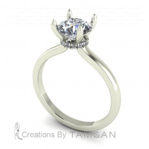 Round Cut Hidden Halo Engagement Ring 1.10Ctw