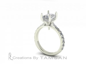 Radiant French Pave Prong Hidden Halo Engagement Ring 2.65Ctw