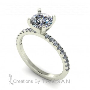 Peg Head Side Stone Engagement Ring 1.25Ctw