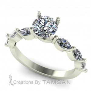 Side Stone Engagement Ring 1.55Ctw