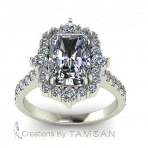 Radiant Compass Halo Engagement Ring 3.85Ctw