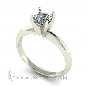 Round Peg Head Solitaire Engagement Ring 0.55Ctw