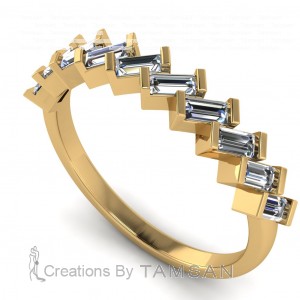 Diamond Baguette Diagonal Anniversary Ring 0.50Ctw