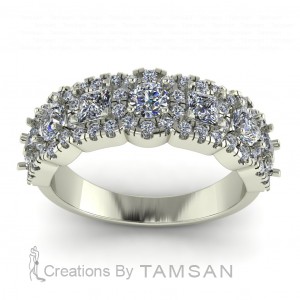 Diamond Princess and Round Halo Anniversary Ring 1.65Ctw