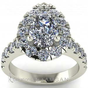 Pear Halo Cathedral Engagement Ring 2.35Ctw