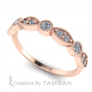 Diamond Round Cut Anniversary Ring with Milgrain 0.20Ctw