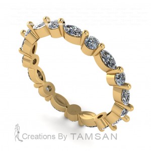 Diamond Marquise and Round Eternity Ring 0.65Ctw