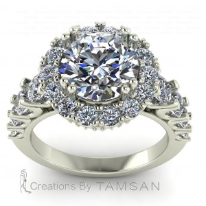 Halo Round Cut Engagement Ring 5.25Ctw