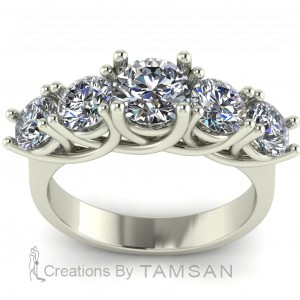 Five Stone Round Trellis Engagement Ring 2.75Ctw